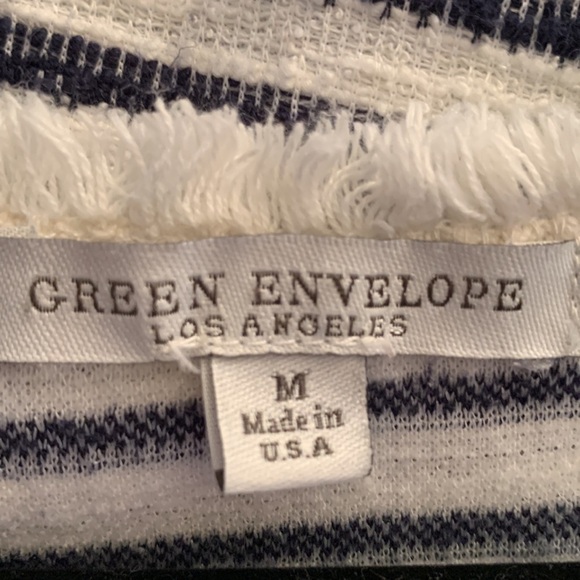 Green Envelope Cream & Blue Shirt/Blouse Size M #125 - Picture 6 of 8